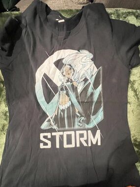 Storm Graphic Tee in Black with Pastel Blue & White